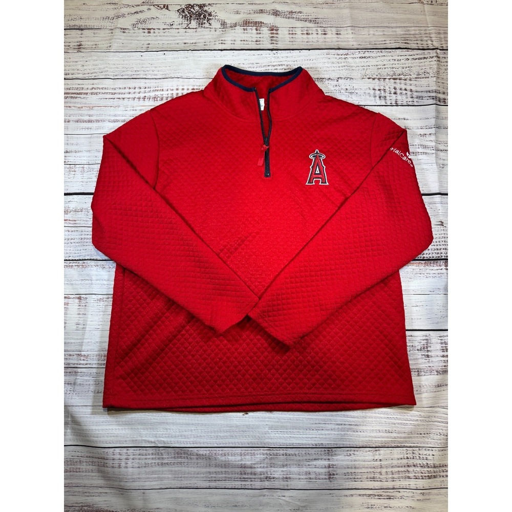 Anaheim Angels Re Quilted Half Zip W/ Memorial Care Logo  Sweater Jacket Size L